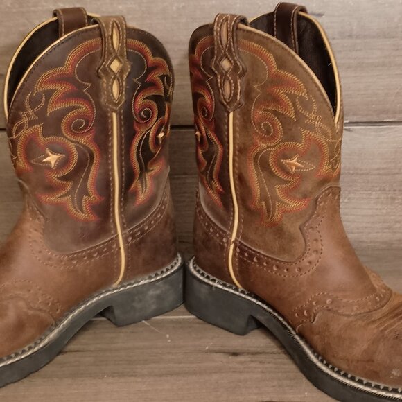 Justin Gypsy Western Cowgirl Boots L9960 Size 5B Brown Leather - Picture 9 of 15